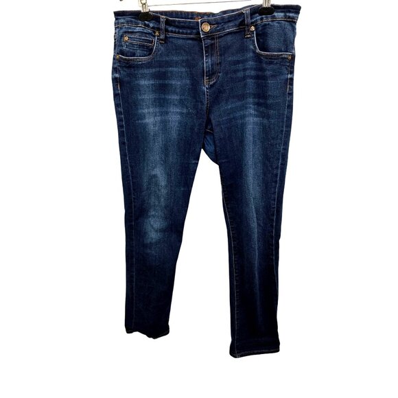 Kut From The Kloth Women's Blue Denim Jeans Size 14 Mid-Rise Straight Leg Stretc - Picture 1 of 10